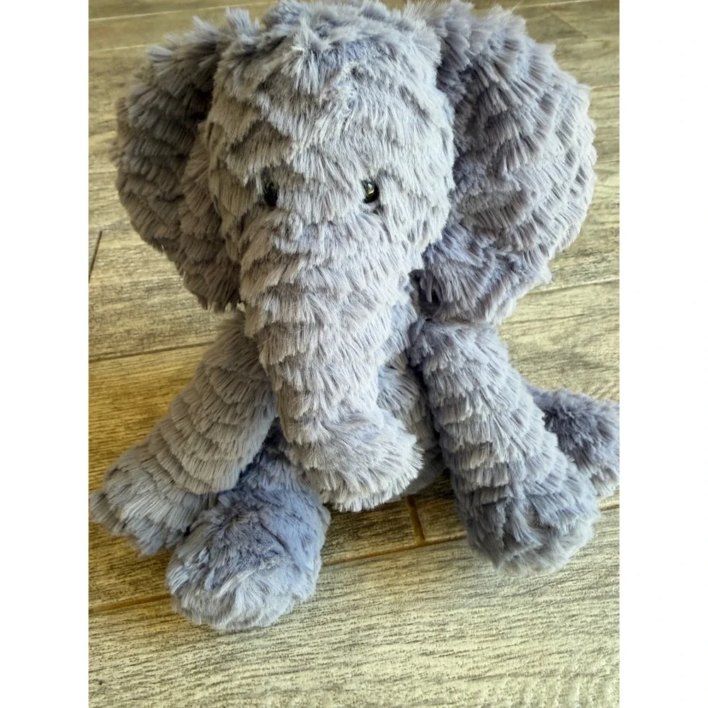 Jellycat London Fuddlewuddle Elephant Plush Stuffed Animal Blue Textured Retired